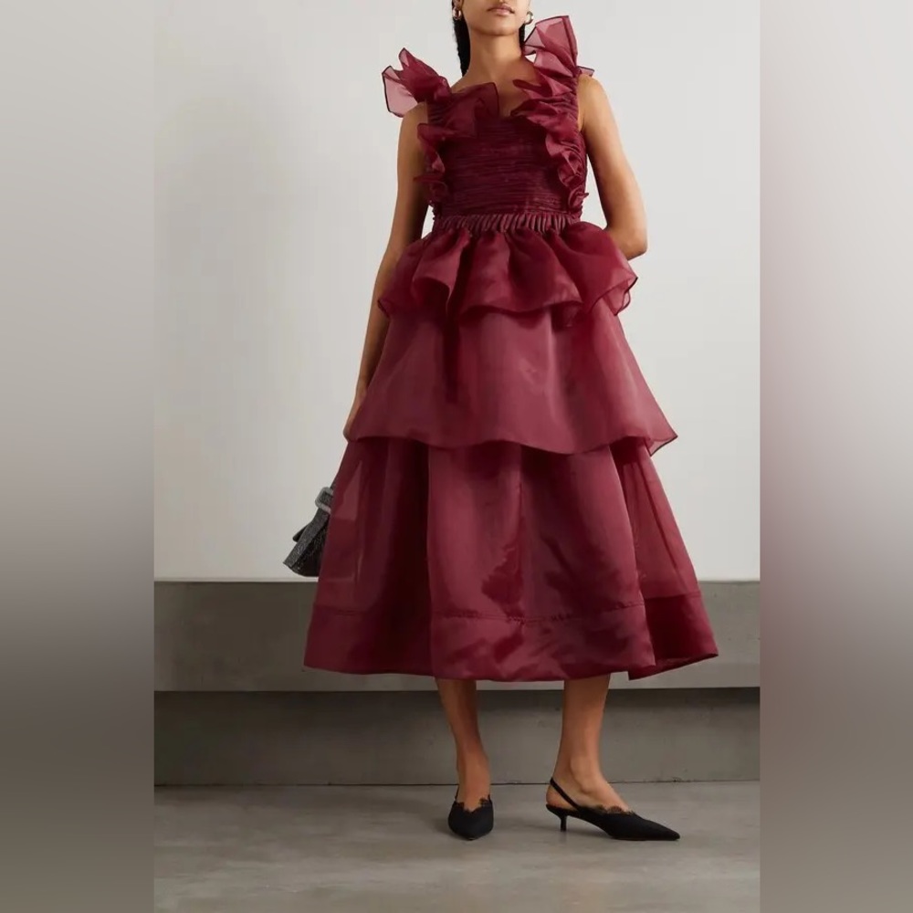 COPY - Asra Pleated Frill Midi Dress size 10 new - Picture 1 of 11